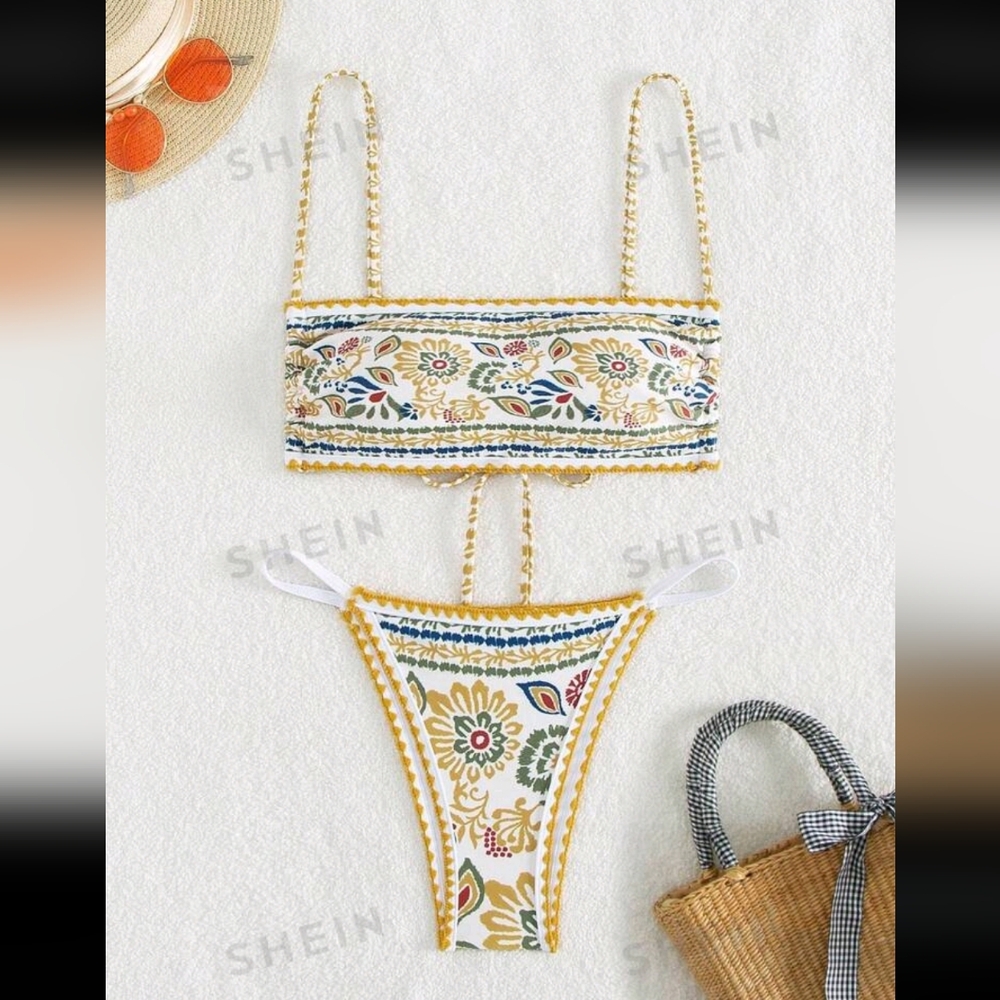 SHEIN Beach Floral Print Bikini Set